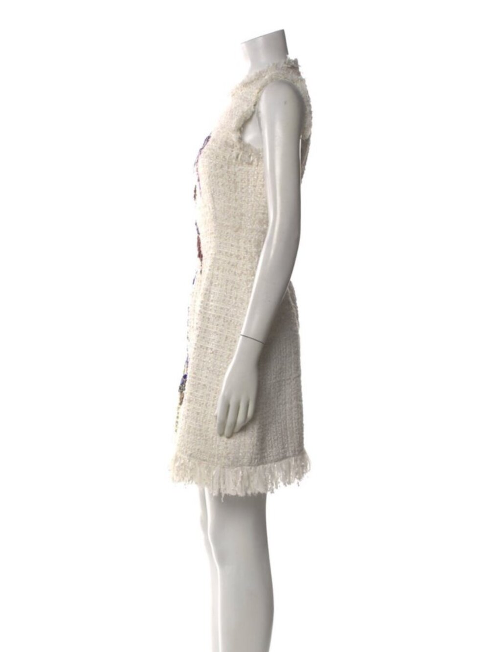 PRADA VINTAGE EMBROIDERED TWEED MINI DRESS SIZE 38 - Picture 10 of 16